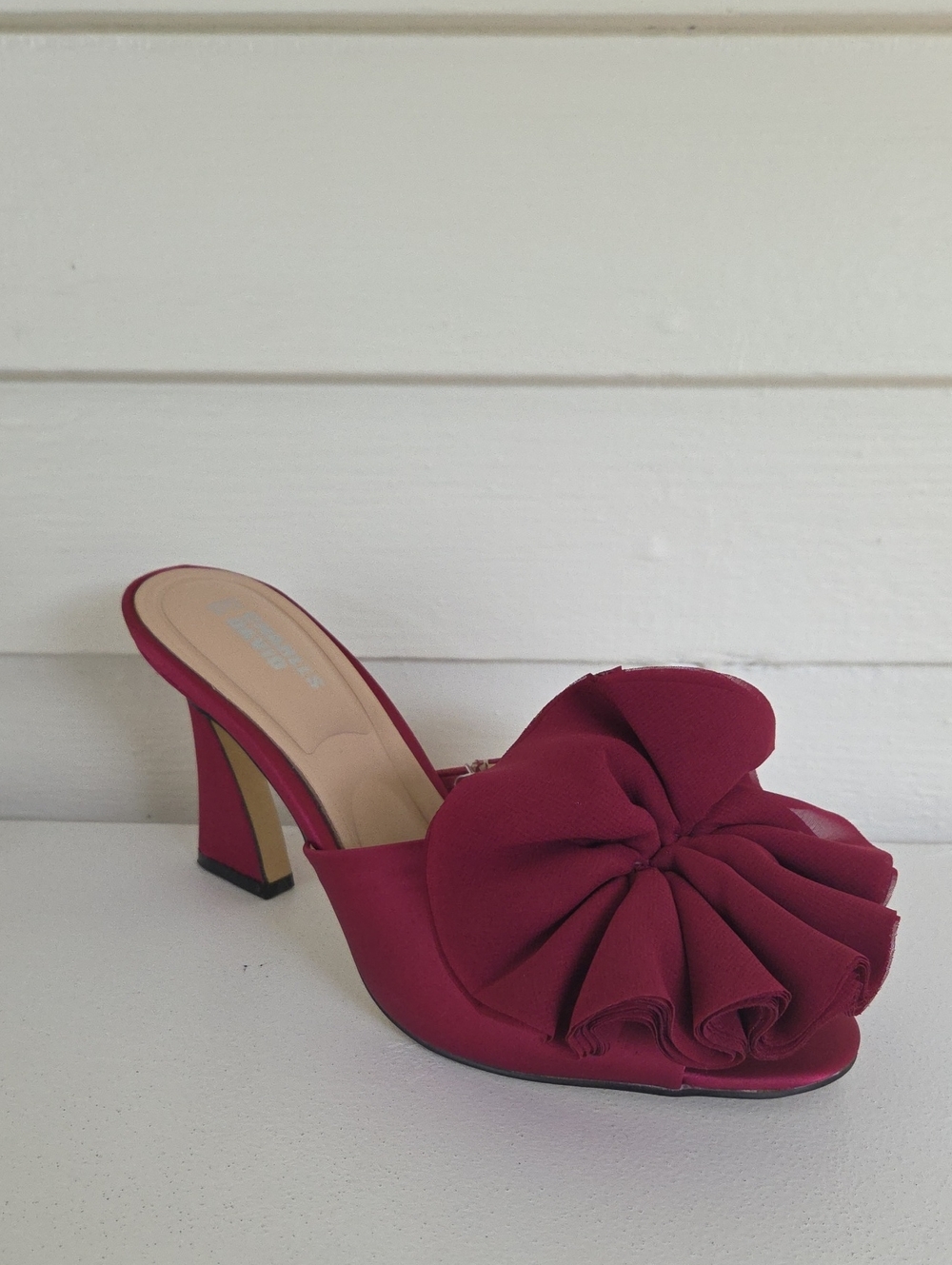 Charles David Women’s Magenta Velvet Open-Toe Slide Heel With Bow Size 7.5